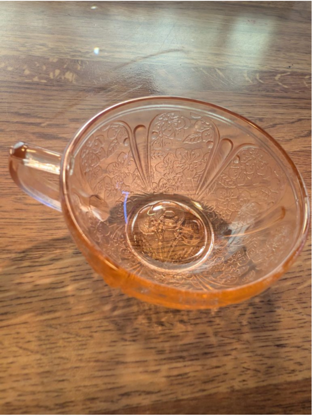 Vintage Pink Glass Small tea cup floral pattern